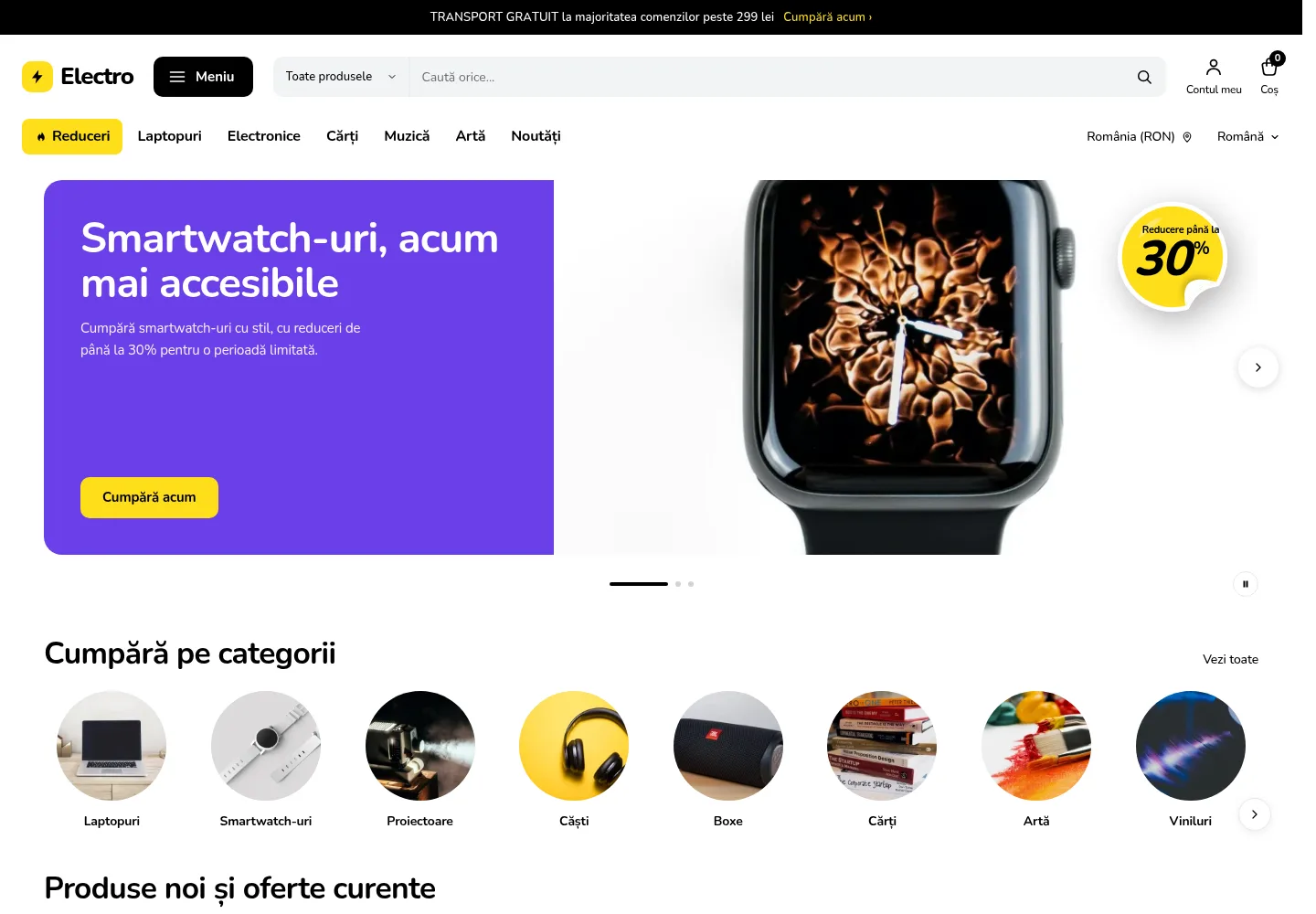 Tema Electro — pagina de start