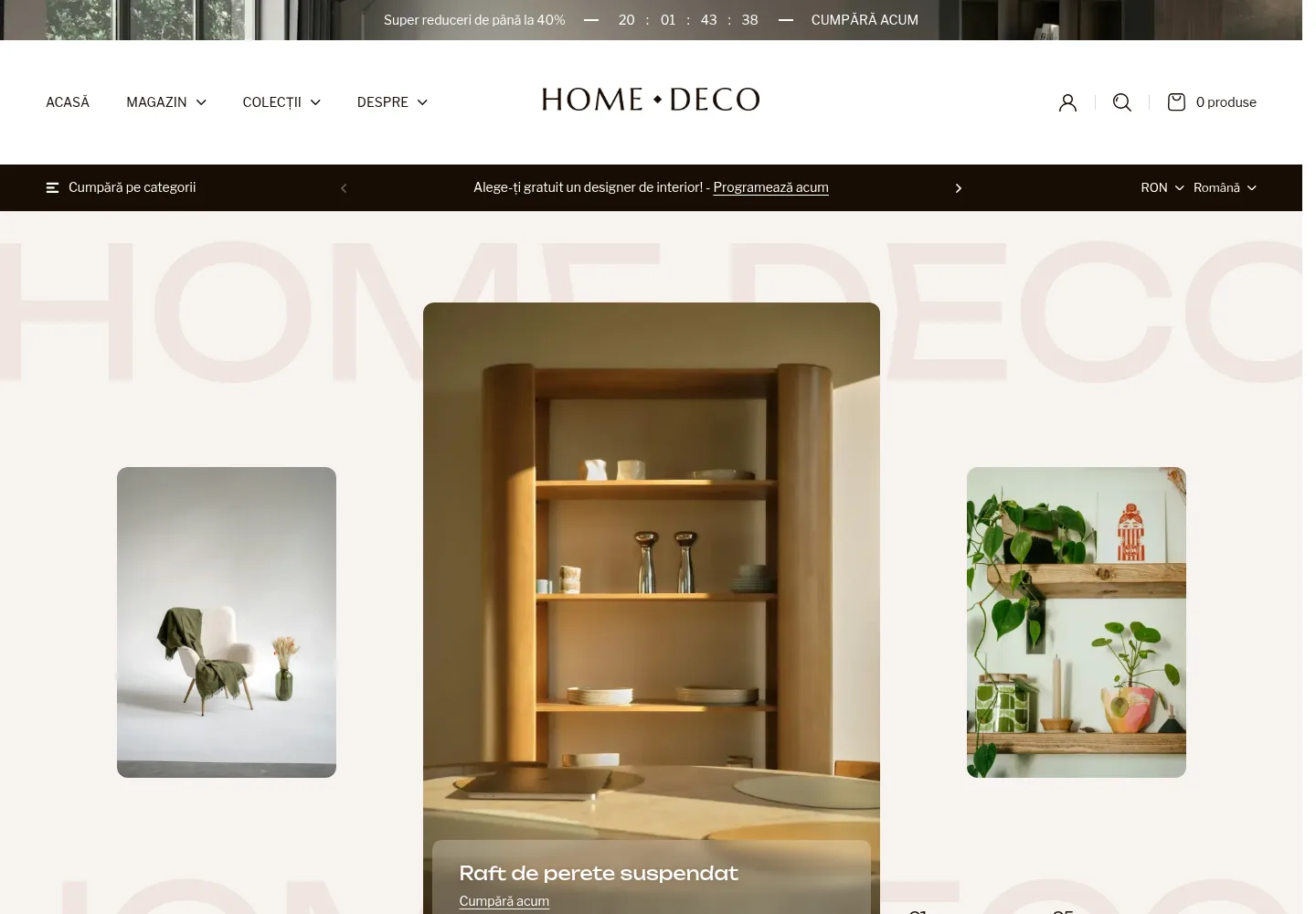 Tema Home Deco — pagina de start